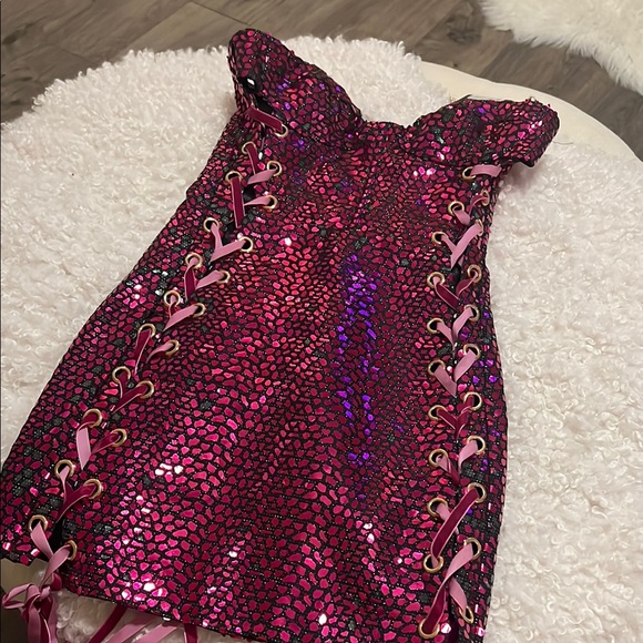Bronx and Banco Purple Sequin Strapless Dress - Picture 2 of 5